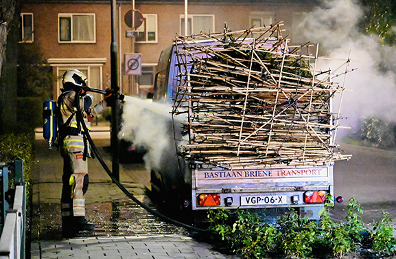 Brand in aanhanger aan de Owensstraat in Leerdam
