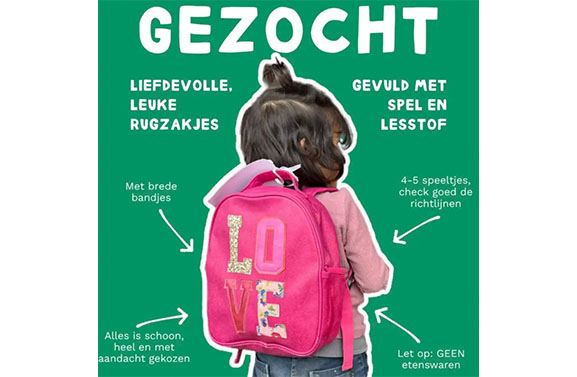 Docent van Lek en Linge start rugzakkenactie voor kinderen op de vlucht