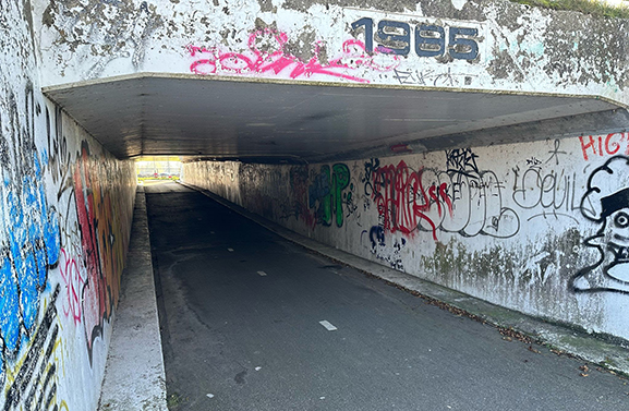 Speciale coating moet graffitikunstwerk in fietstunnel beschermen