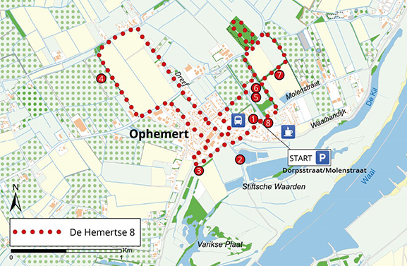 Ophemert heeft een wandelroute van 8 kilometer