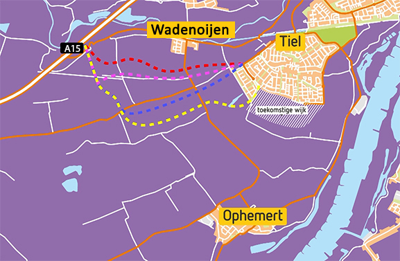 Ontsluitingsweg Passewaaij door het veld tussen Wadenoijen en Ophemert