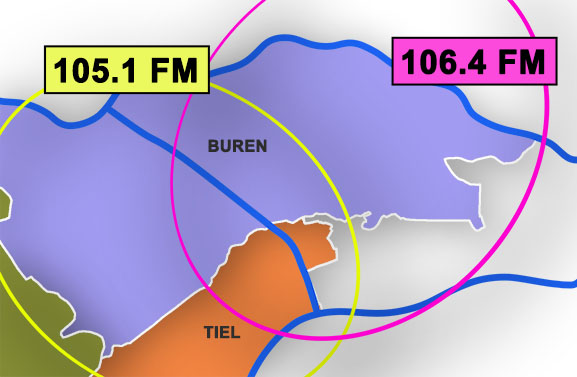 Extra FM frequentie 106.4 MHz voor goede dekking in Buren-Oost
